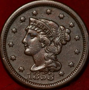 1853 Philadelphia Mint Copper Braided Hair Large Cent - Picture 1 of 2