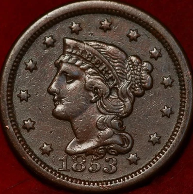 1853 Philadelphia Mint Copper Braided Hair Large Cent - Image 1 of 2
