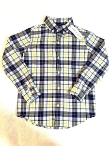 Camisa de vestir Janie And Jack nueva con etiquetas talla 6 amarillo marino a cuadros manga larga original $36 - Imagen 1 de 14