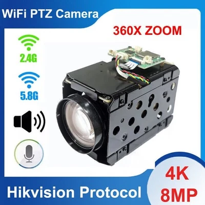 Hikvision Compatible 8MP 360X Zoom WiFi PTZ IP Camera 2-Way Audio Auto Tracking - Image 1 of 4
