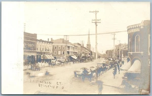 BELLEVUE OH MAIN STREET ANTIQUE REAL PHOTO POSTCARD RPPC - Picture 1 of 2