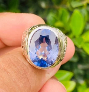 Beautiful Blue Topaz Stone Big Topaz Transparent Topaz Ring Gift Topaz For Men - Picture 1 of 7