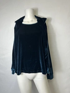 Coldwater Creek Green Velour Full Zip Sweater Set W Tank Top Size Large Stunner - Picture 1 of 9