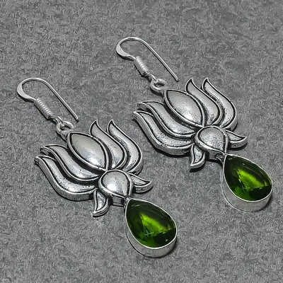 Граненые серьги-подвески в форме груши с драгоценными камнями 2,30 дюйма SR 5146 - Изображение 1 из 4