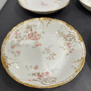 Set of 6 Theodore Haviland Limoges 6" Bowls – Pink Rose – Gold Trim – France - Picture 1 of 14