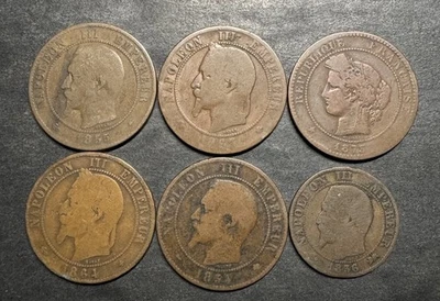 Francia Lote De 6 Monedas Diferentes 1800’s Variedad Antigua Francés Mundo Extranjero Foto 1 de 2