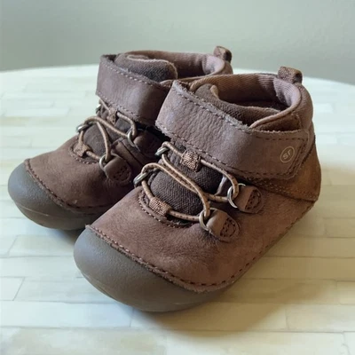 Stride Rite Brown Leather Ankle Boots Shoes Baby Toddler Size 5XW - “Blake” - Image 1 of 4
