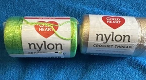 2 - Corazón Rojo, "Crochet Nylon" Natural, Verde Neón, #18, Hilo - Imagen 1 de 6