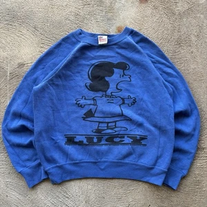 Vintage 60er Peanuts Lucy Sweatshirt Gr. M blau Schulz Schroeder Snoopy - Bild 1 von 9