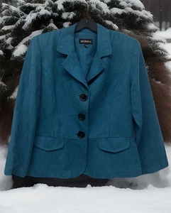 Studio I Wildleder-ähnlicher Blazer Jacke dunkel türkis Knopfleiste Damengröße 14 B77 - Bild 1 von 7