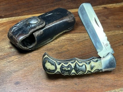 Cuchillo con punta de seguridad de hoja de acero inoxidable para cubiertos Circle SH con funda de cuero para filetes Foto 1 de 4