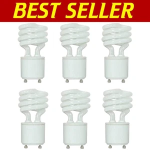 Pack of 6 Energy-Efficient Mini Spiral CFL Bulbs - 13 Watt Warm White Glow - Picture 1 of 4