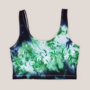 Nuevo con etiquetas Camisa Top Corta Esmeralda Tie Dye Negro Verde Algodón Yoga | Talla L - Imagen 1 de 1
