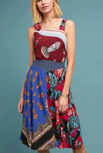 Neu mit Etikett Anthropologie Moulinette Soeurs mildrotes asymmetrisches Kleid Größe 10 - Bild 1 von 9