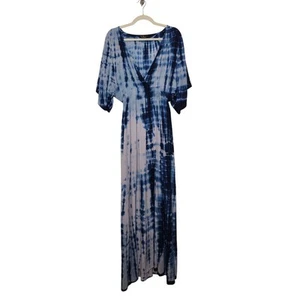 Lulus Tie Dye Maxi Dress Slit Boho Small Western y2k Coastal Beach Kimono - Picture 1 of 6