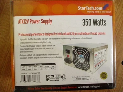 StarTech ATX12V Computer PC Power Supply 350 Watts ATXPOW350PRO - Image 1 of 4