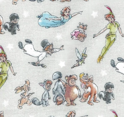 Licensed Disney Cotton Fabric PETER PAN Tinker Bell LOST BOYS Wendy MICHAEL John - Image 1 of 4
