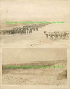 Dos (2) unidades del ejército de Estados Unidos de la Primera Guerra Mundial RPPC taladro o inspección caballería en el campo - Imagen 1 de 5