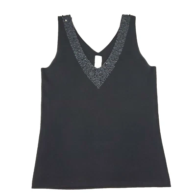 Camiseta sin mangas granate Hill mezcla de seda negra S lentejuelas con cuentas caprichoso hada grunge Foto 1 de 4