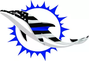 Dolphins Blue Line Inspired Full Size Football Helmet Decals - Picture 1 of 3