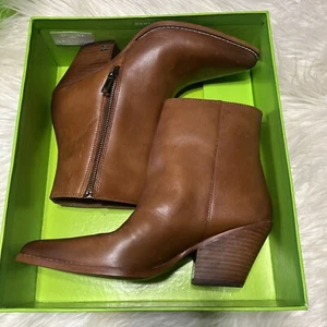 Sam Edelman NEW Jane Warm Copper Stacked Block Heel Western Ankle Boots - Picture 1 of 4