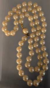 Vintage 24 inch Faux Pearl Necklace, Individually Knotted - Picture 1 of 2