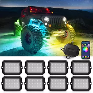 MICTUNING Y1 RGB+IC Dream Color LED Rock Lights Kit - 𝐔𝐩𝐠𝐫𝐚𝐝𝐞𝐝 8 Pods - Picture 1 of 24