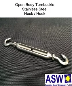 4 of 12mm TURNBUCKLE Hook/Hook STAINLESS STEEL Shade Sail Hardware - Picture 1 of 4
