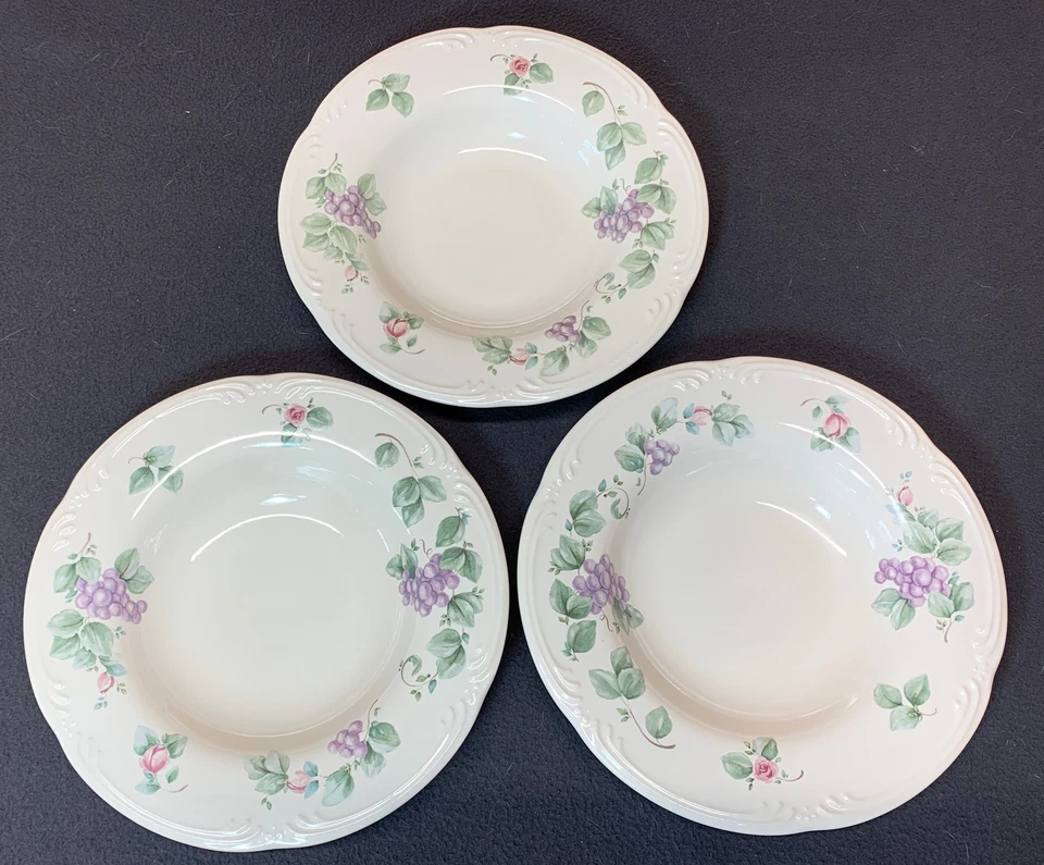 普法尔茨格拉夫葡萄边缘汤/帕斯塔/沙拉碗 9 英寸 ~ 3 件套 — 第 1/4 张图片