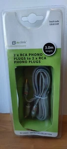 AV:Link Audio Cable - 2 x RCA Phono To 2 x RCA Phono Lead - 3m - NOS - Picture 1 of 5