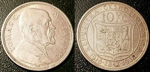 Tchécoslovaquie - 10 korun Tomáš Masaryk 1928 argent ! KM#12 - Imagen 1 de 1