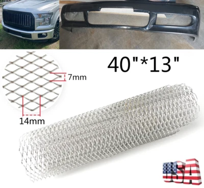 100x33cm Aluminium Racing Car Bumper Vent Grille Grill Mesh Net Universal Silver - Image 1 of 4