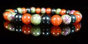 Carnelian, Onyx, Red Ruby Zoisite Gemstone Bracelet - Picture 1 of 2
