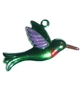 Pretty Green Hummingbird Metal Charm for Bracelet - 3/4"x3/8" Green Bird Charm - Picture 1 of 6