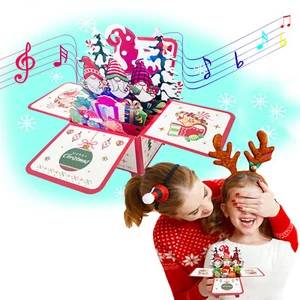 3D Pop Up Christmas Greeting Card Santa Claus Gift Creative With Light And Music - Picture 1 of 11