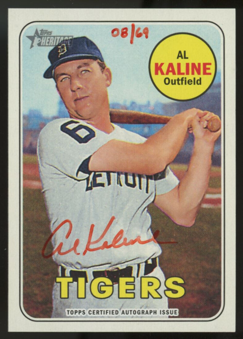 2018 Topps Heritage Al Kaline Real One Auto Red Ink /69 #ROA-AK