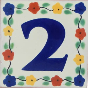 Mexikanische Keramikfliese Hausnummer Hausadresse Blumenfliese # 2 - Bild 1 von 2