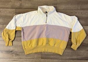 Universal Thread Purple/Cream/Yellow Quarter Zip Sweatshirt Size Large