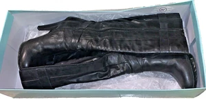 Jessica Simpson Black Leather Vintage Heel, Knee-High Boots, Size 7.5 IN BOX NEW - Picture 1 of 3