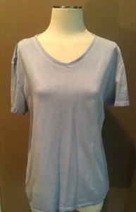 Camiseta Top Gap M Azul Claro Algodón Manga Corta Cuello en V - Imagen 1 de 6