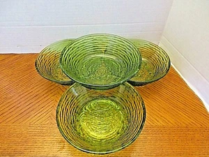 Vier 6" Avacado Grün Soreno Glas Schalen mit konzentrischem Ring Muster - Bild 1 von 4