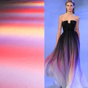 Gradual color imitated silk fabric changing shade 100d chiffon fabric by yard - Picture 1 of 6