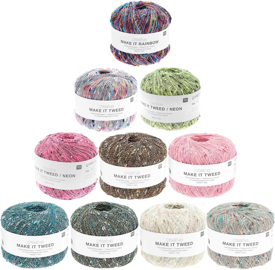 RICO DESIGN 50g Rico Creative Rainbow & Tweed multicolor & neon Beilaufgarn GP 129,80€/1kg