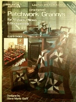 PATCHWORK GRANNYS For Afghans pattern pillows & bedspreads Leisure Arts 267 - Image 1 of 2