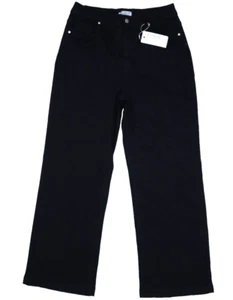 Ettelo Dark Wash Black Mid Rise Stretch 5 Pocket Wide Leg Denim Jeans Womens 14 - Picture 1 of 13