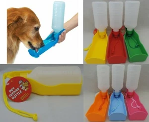 PORTABLE PET DOG WATER DRINKING BOTTLE BOWL DISH CAT TRAVEL FEEDING PUPPY NEW - Picture 1 of 8