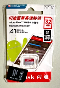 SanDisk 32GB microSDHC SD Memory Card UHS-I A1 C10 V10 Fast Read/Write + Adapter - Picture 1 of 4