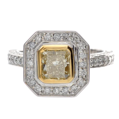 Certificado De GIA Diamante Elegante Amarillo 2.25 Quilate Radiante Corte 18k - Imagen 1 de 4
