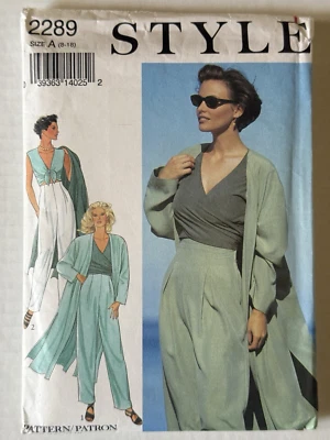 Vtg Style Sewing Pattern #2289 Women's Coat Top Pants Sz A or 8 To 18 1993 Uncut - Image 1 of 4