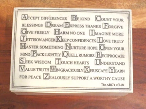 House Parts Inc R. Stewart ABC's Of Life Engraved Marble Trinket Box - Picture 1 of 4